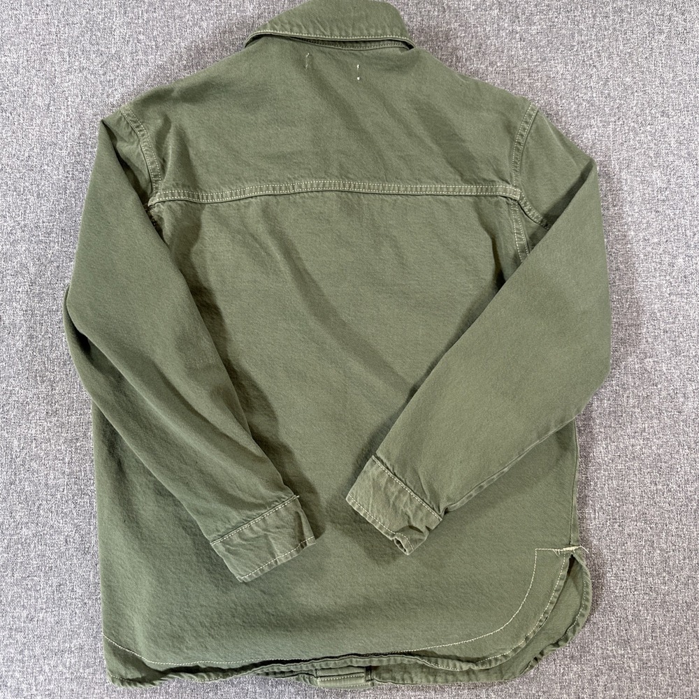 MNG Mango Denim Utility Overshirt Jacket Womens L US 8 Green 100% Cotton - Picture 5 of 6
